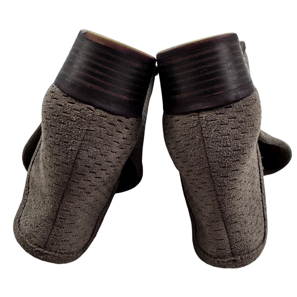 Lucky Brand Baley Suede Perforated Cut Out Sides Block Heel Booties Women's 8.5 - Picture 7 of 9